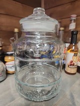 Vintage Beautiful KIG Indonesian Clear Glass Cookie Jar -Fruit Design-Es... - $28.61