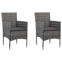  Rattan Chair Set of 2 Grey Poly Rattan, Steel Frame Medium - $283.10 CAD