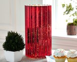 12&quot; Oversized Illuminated Fluted Mercury Glass Hurricane by Valerie in Red - $193.99