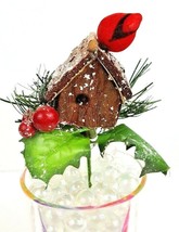 Red Bird Picks Set Of 8 Red Birds With Bird Houses and Holly 8&quot; - $14.95