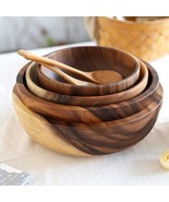 Acacia Wooden Bowl Set Tableware Dinnerware for Salad Soup Fruits - $418.61 MXN+