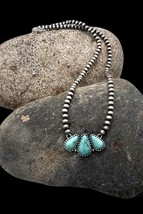 Southwest Navajo Pearl Style Faux Turquoise Multi Stone Pendant Beaded Necklace - £19.97 GBP