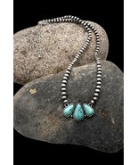 Southwest Navajo Pearl Style Faux Turquoise Multi Stone Pendant Beaded N... - £19.57 GBP