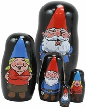 Whimsical Mr Mrs Gnome Family Nesting Dolls Matroyshka Babushka 5pc Figu... - $22.99