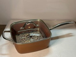 Copper Chef 9.5&quot; S2 Square Frying Pan With Vented Glass Lid and Roaster - £14.89 GBP