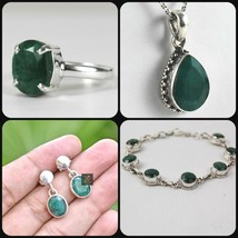 Handgemacht Smaragd 925 Silber Edelstein Anhänger Ohrring Ring Armband K... - £133.12 GBP