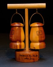 Vintage Salt and Pepper Shaker Set Wood Lanterns Souvenir Wildwood  - $9.41