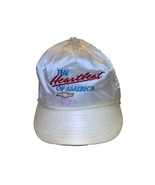 VTG The Heartbeat of America Embroidered Rope Nylon Slideback Men White ... - $37.45