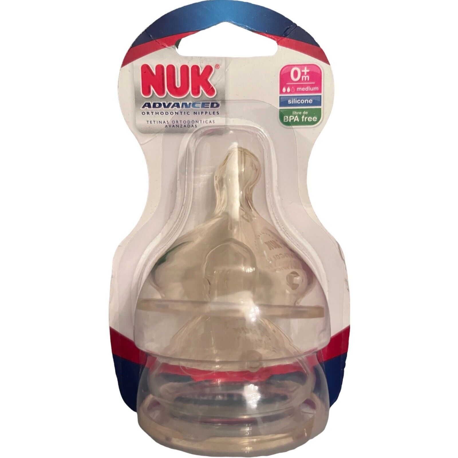 New 2 Pack NUK Advanced Orthodontic Nipples 0+ Medium Flow Silicone BPA Free - $4.95