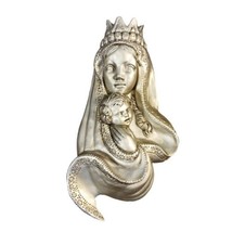 Religious Statuary Madonna Child Chalkware Vtg 13.5tx7w Statue Wall Hanging READ - £29.27 GBP