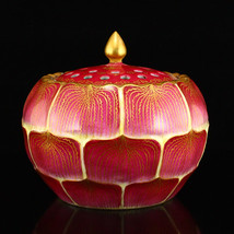 Chinese Gilt Gold Red Glaze Porcelain Lotus Pod Incense Burner w Qianlon... - £467.85 GBP