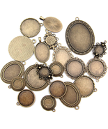 All in One 20Pcs Mixed Cabochon Frame Setting Tray Pendant for DIY Jewel... - £10.54 GBP
