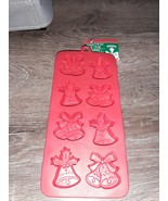 2pk Holiday Silicone Ice Cube Trays Red Jingle Bells. Makes 8 Ice Cubes.... - £10.86 GBP