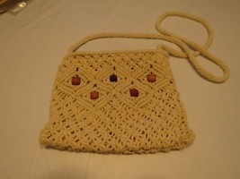 Hemp Knit purse handbag bag shoulder beaded GUC Philippines Made womens ... - £12.15 GBP