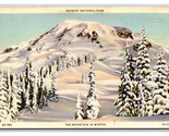 Vista IN Inverno Montante Rainier National Park Washington Wa Lino Carto... - £2.38 GBP