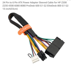 24 Pin To 6 Pin Atx Power Adapter Sleeved Cable For Hp Z200 Z230 4300 60... - £7.34 GBP