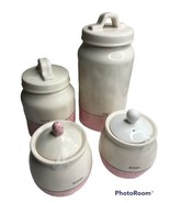 Rae Dunn Artisan By Magenta Pink Polka Dot SET of 4 Canisters Snack Jars... - $83.65