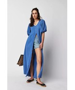 New Free People Jen&#39;s Pirate Booty Paraguay Maxi Gown $252 LARGE  Blue - £107.94 GBP