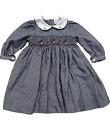 Best &amp; Co. Smocked Black/White Girls Collared Dress Embroidered Ducks 9 ... - $704.41 MXN