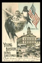 Vintage Postcard Young Boston Sends Greetings Station A Cancel 1907 Faneuil Hall - £12.00 GBP