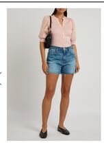 Veronica Beard Coralee High Volume Poplin Puff Sleeve Top Pink Size M - $58.41