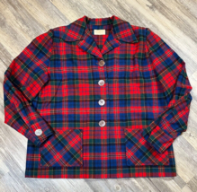 Vtg Pendleton 49er Jacket Women&#39;s Red Blue 1960s Wool Button Up See Meas... - $48.21