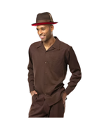 Men&#39;s MONTIQUE Two Piece Set Walking Leisure Suit Long Sleeves 1641 Brown - $149.40 CAD