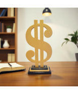 Handmade Gold money table sculpture, gift money statue, gold tabletop 17x9 - $193.05