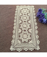Beige Lace Rectangular Table Runner Dresser Scarf Hand Crochet Doily 15x... - €16,02 EUR