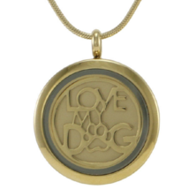 Stainless Steel Round Bronze &quot;Love My Dog&quot; Pendant Cremation Urn for Ashes - $99.99