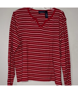 Crazy Horse Women&#39;s Red and White Striped Long Sleeve Top - $219.19 MXN