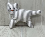 Ikea Leka kitty cat small plush gray white striped fabric baby rattle so... - $9.89