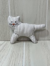 Ikea Leka kitty cat small plush gray white striped fabric baby rattle soft toy - £7.75 GBP