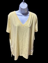 Ana A New Approach V-Neck Women&#39;s Short Sleeve Shirt Size 2X Color pale/banana - £11.65 GBP