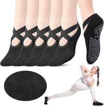 Geyoga 6 Pairs Yoga Socks for Women Nonslip Barre Socks with Straps Ballet Dance - £23.67 GBP