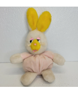 VINTAGE 1983 WELL MADE TOYS HAPPINESS AID BEAN PLUSH BUNNY PINK WHITE YE... - $177.06 MXN