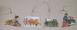 4 Vintage Style Train Heavy Cardboard 2-sided Gold Accents Christmas Orn... - $365.29 MXN