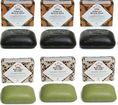 Nubian Heritage - (6 Pack) 3 - Black Soaps  +  3- Raw Shea Butter  5 oz Bars - $29.60