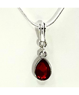 BAU Sparkling Red Crystal &amp; Sterling 925 Silver Necklace - £46.74 GBP