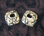 La Rage Vintage Pierced Earrings Modernist Mixed Materials Textured Meta... - $49.45