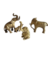 Lot Solid BRASS ELEPHANT Set of 3 Miniature Elephants Small India Trunk ... - $19.14