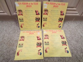 4 VINTAGE FUN PERSON OF THE YEAR AWARD HEAVY CARDBOARD GREETING CARDS GIFTS - £5.53 GBP