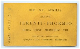 c1850 Printed In Latin Orchestra Ticket With Seating Diagram - $653.06 MXN