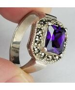 vintage sterling silver &amp; amethyst ring size 6.5 old 925 ESTATE SALE - €32,38 EUR