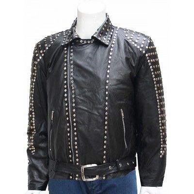 New Studded Black Leather Jacket Unique Men Made to Order All Sizes Hot Sale - $219.99 - $249.99