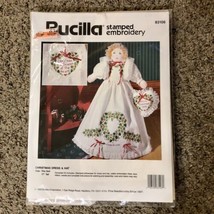 Vintage 1993 Bucilla Stamped Embroidery Kit NEW 83106 Christmas Dress &amp; Hat - £23.09 GBP