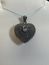 FAS 925 Sterling Silver Heart Locket With Stone - $49.50