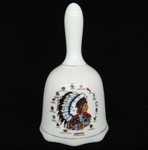 Vintage Porcelain Bell Native American Chief Picture and Symbols 5.5&quot; - £7.42 GBP