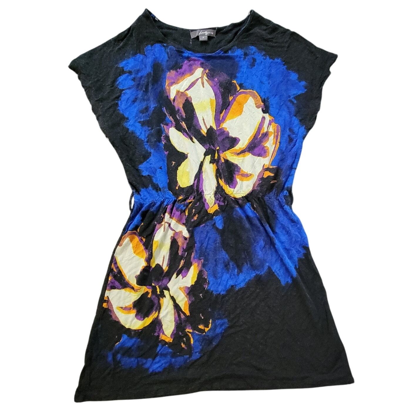 Twenty one size small black blue floral sleeveless knee length dress - $11.00