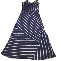 Calvin Klein Womens Dress 12 Navy White Stripe Jersey Knit Sleeveless Long NWT - £31.71 GBP